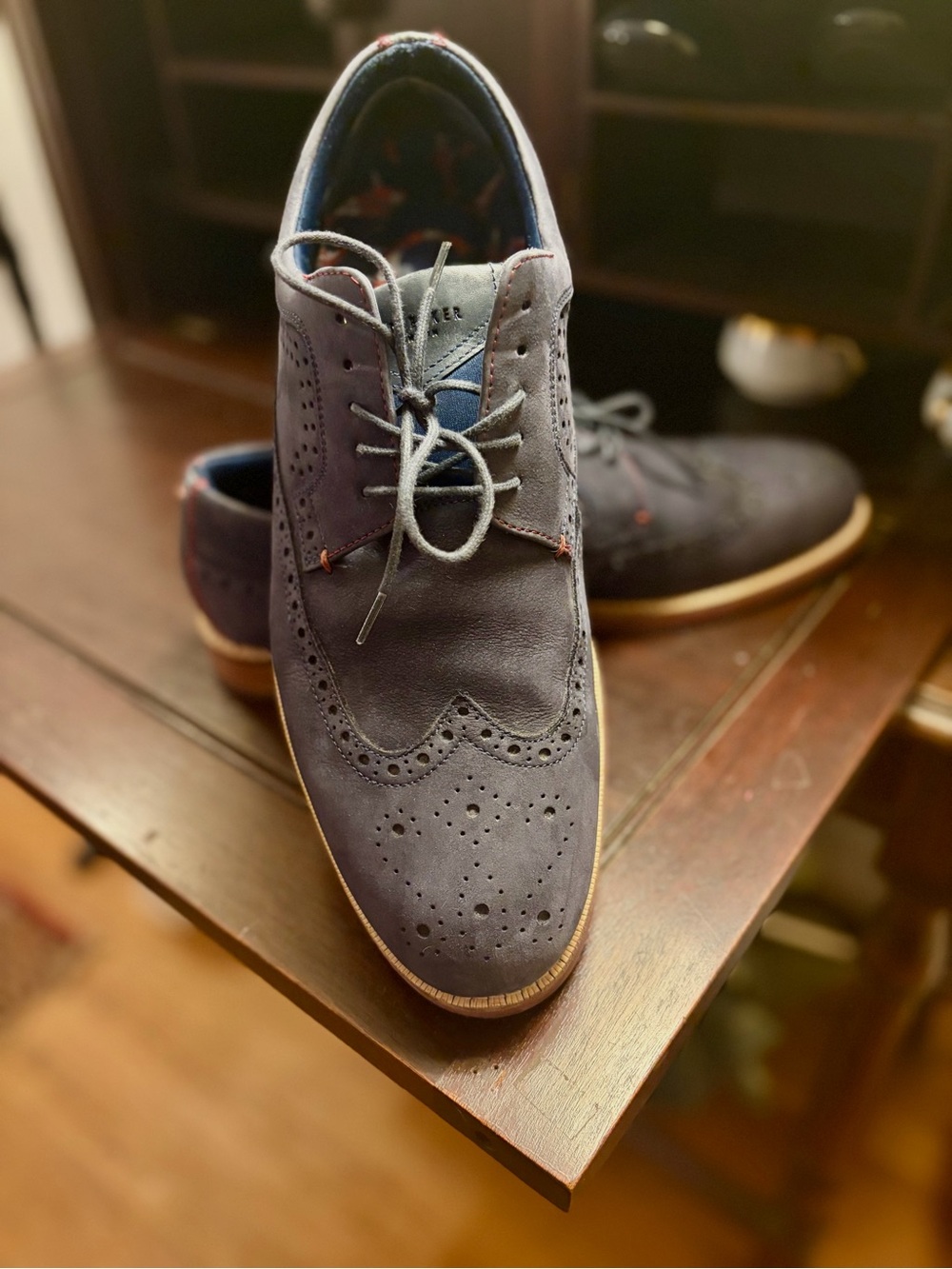 Ted Baker London Fanngo Suede Wingtip Oxford in Navy Men’s size 11